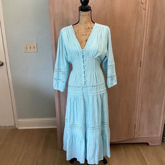 Max Studio Blue Gray Pleated Maxi Dress - Picture 3 of 16